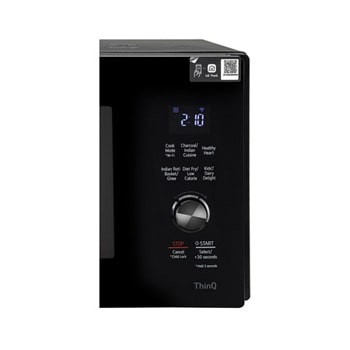 LG 28 L Scan-To-Cook Charcoal Microwave Oven with Healthy Heart™, Charcoal Lighting Heater, Motorised Rotisserie, Black, MJEN286UFW, Door Open