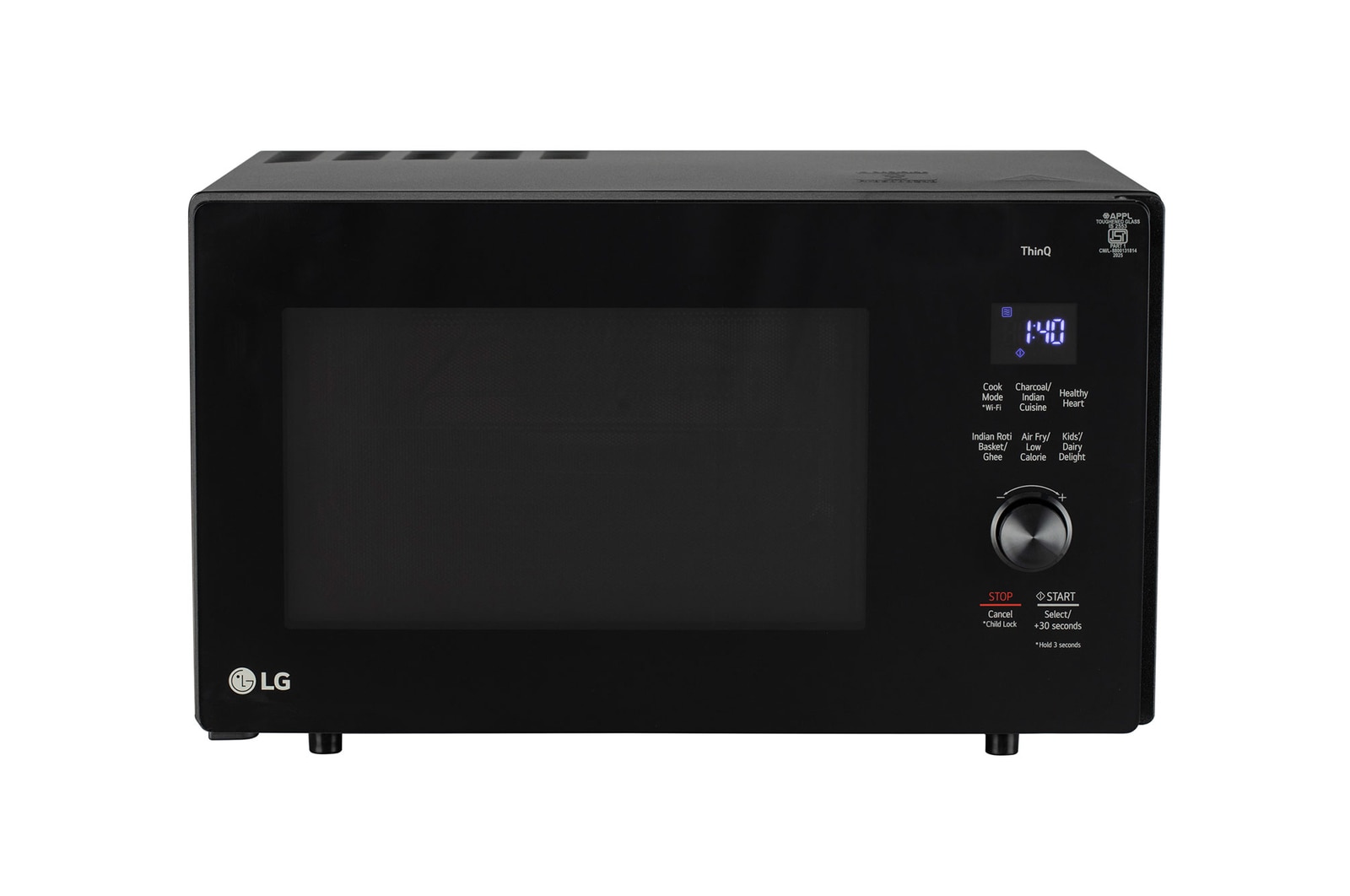 LG MJEN286UFWF wifi-enabled-charcoal-convection-microwave front view