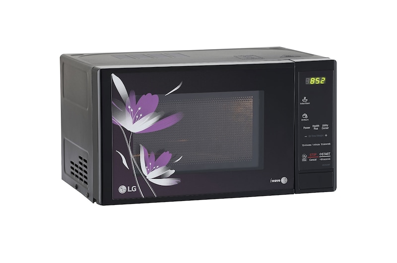 LG 20 L Solo Microwave Oven Grill with Glass Door, i-wave technology, Anti-Bacteria Cavity, Floral Black, MS2043BP