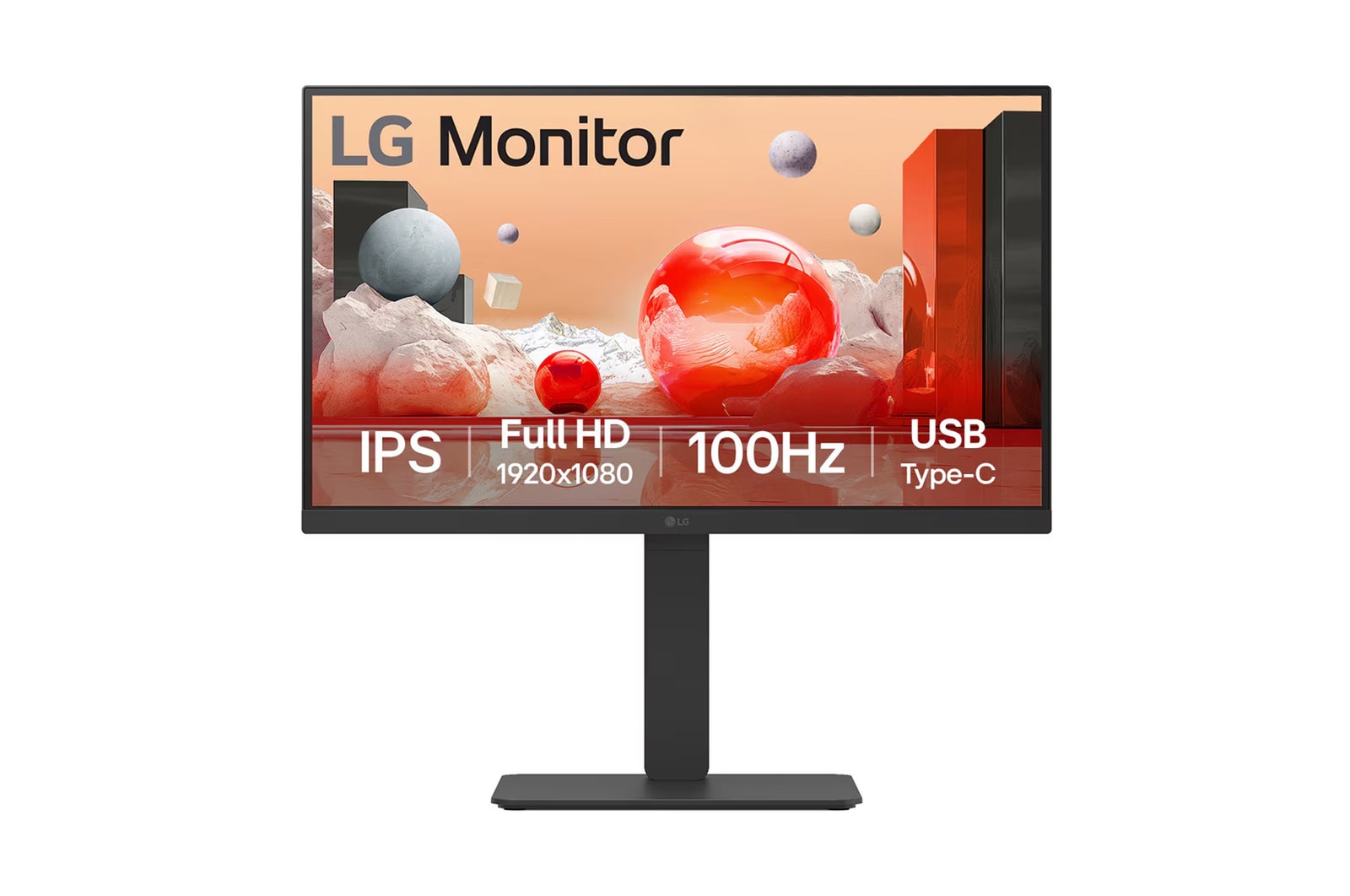 Front view of LG 60.45cm (23.8) Full HD IPS Monitor Display, USB Type-C™, 100Hz Refresh Rate 24BA650-B