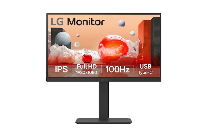 Front view of LG 60.45cm (23.8) Full HD IPS Monitor Display, USB Type-C™, 100Hz Refresh Rate 24BA650-B