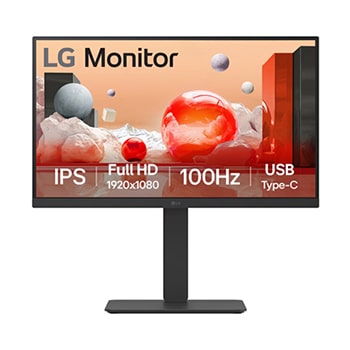 Front view of LG 60.45cm (23.8) Full HD IPS Monitor Display, USB Type-C™, 100Hz Refresh Rate 24BA650-B