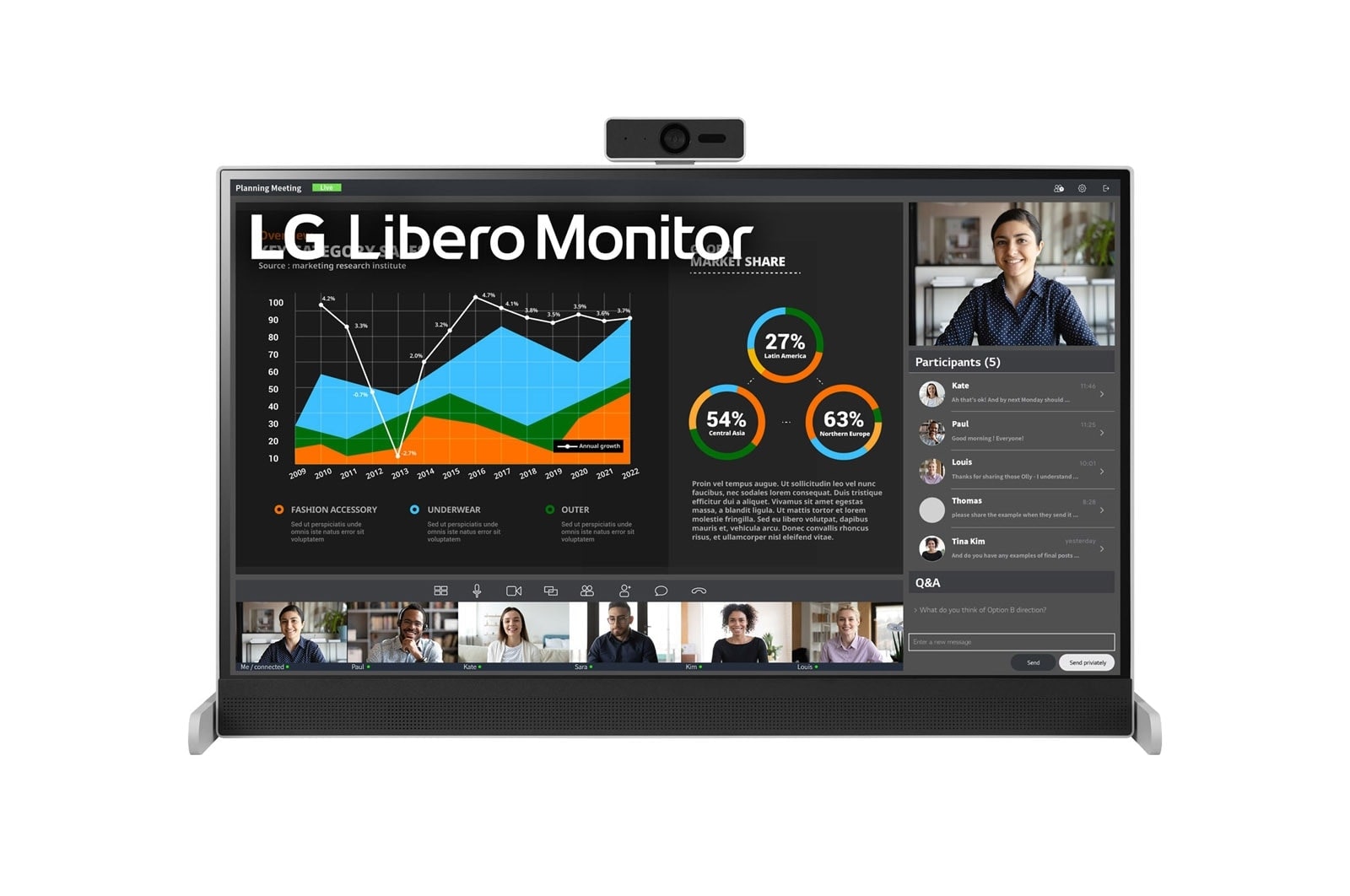 LG 27 (68.58cm)QHD Libero Monitor with Detachable Full HD Webcam, 27BQ70QC-S