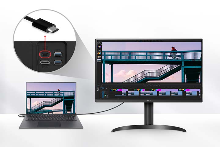 LG 27QN850-B Easy Control and Connectivity through USB Type-C™ ports.