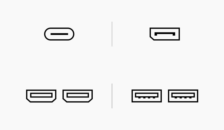 LG 27QN850-B USB Type-C™, DisplayPort, HDMI, and USB (Downstream3.0) port pictogram image.