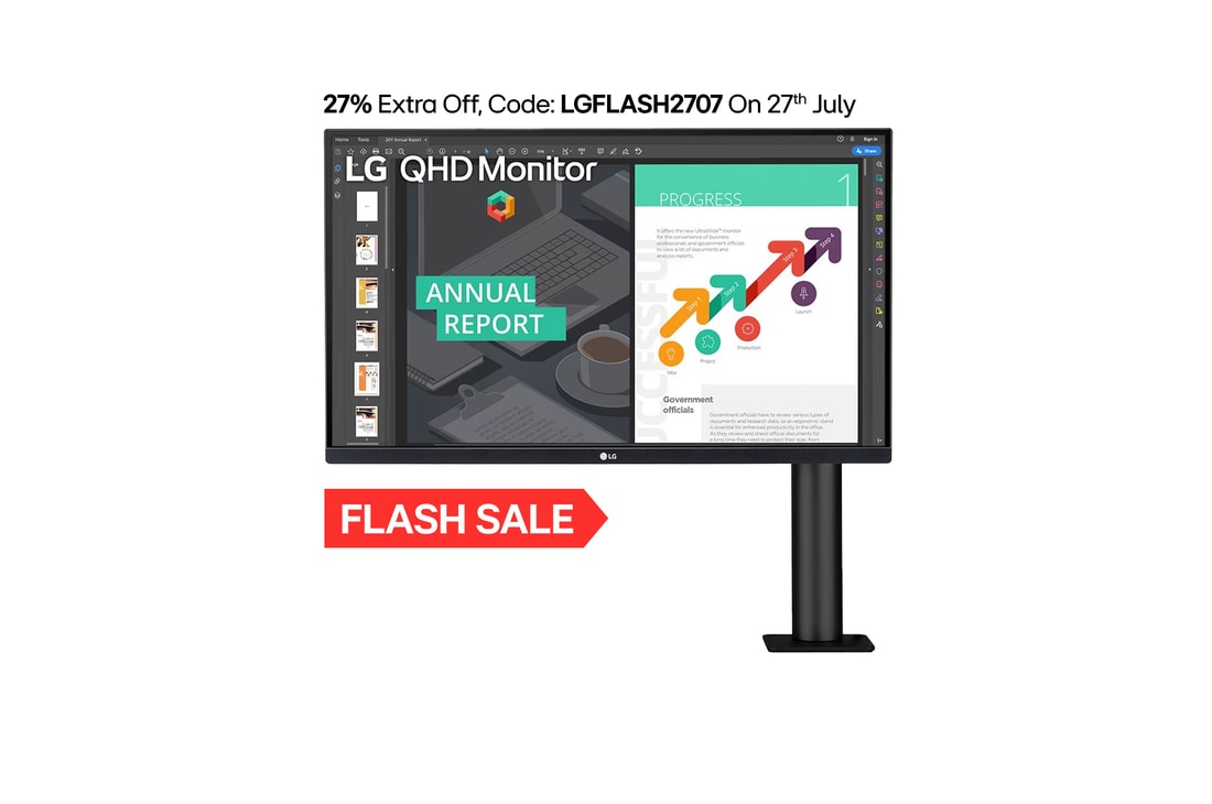 LG 27 (68.58cm) QHD Ergo IPS Monitor with USB Type-C™, 27QN880-B