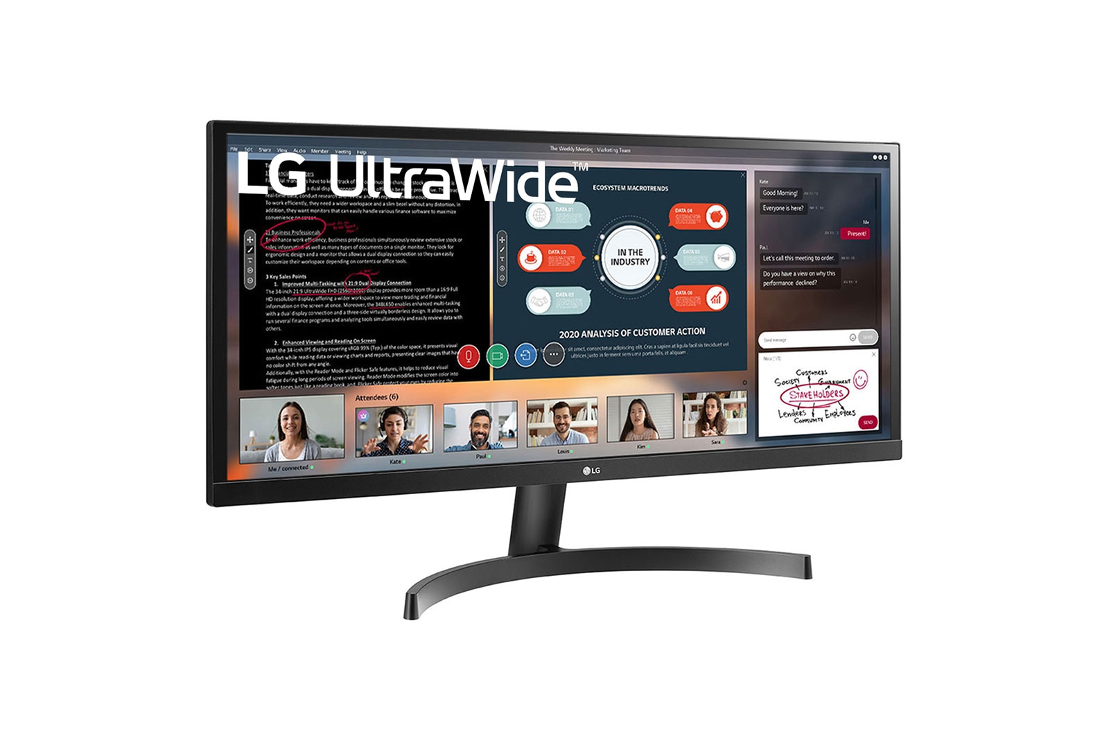 LG 29 (73.66cm) 21:9 UltraWide™ Full HD IPS LED Monitor. Now see wider and do more, seamlessly while you work from home. Expand the way you work with the LG UltraWide Monitor., 29WL50S-B