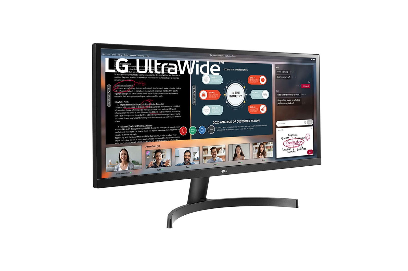 LG 29 (73.66cm) 21:9 UltraWide™ Full HD IPS LED Monitor. Now see wider and do more, seamlessly while you work from home. Expand the way you work with the LG UltraWide Monitor., 29WL50S-B