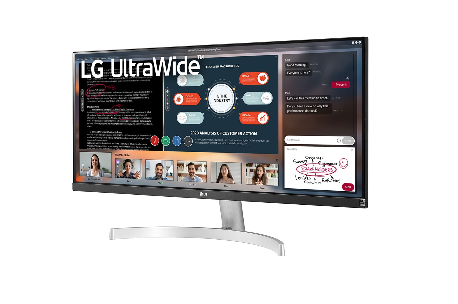 LG 29 (73.66cm) UltraWide™ Full HD HDR IPS Monitor. Now see wider and do more, seamlessly while you work from home. Expand the way you work with the LG UltraWide Monitor., 29WN600-W