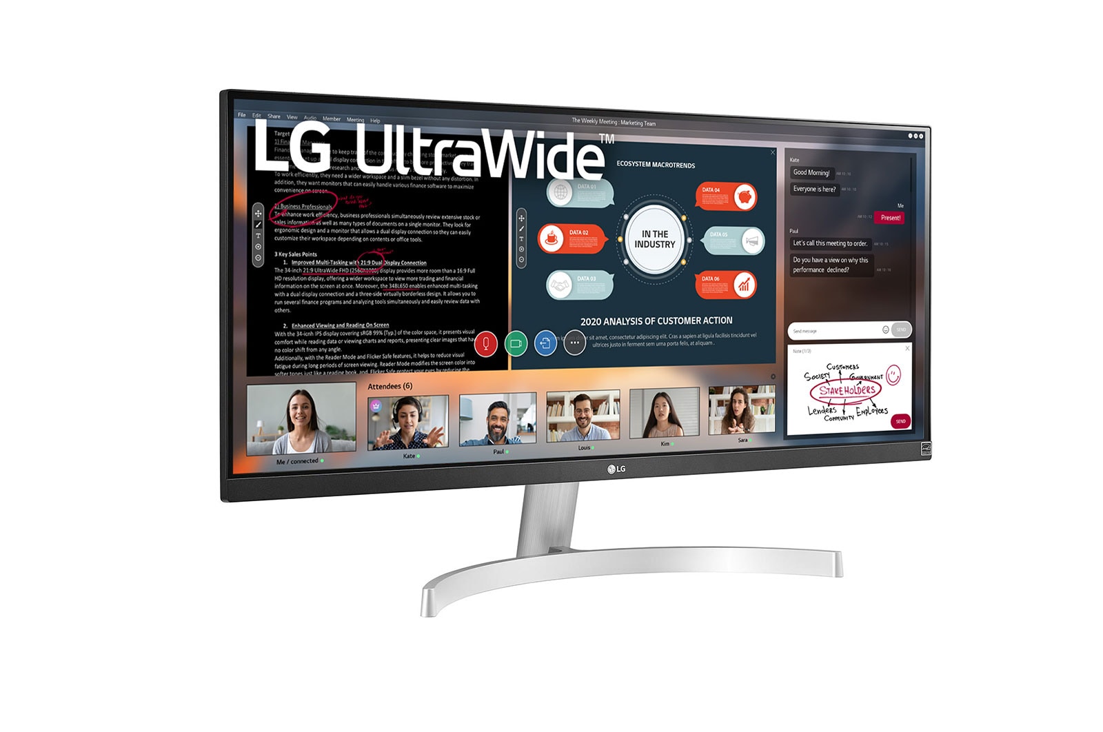 LG 29 (73.66cm) UltraWide™ Full HD HDR IPS Monitor. Now see wider and do more, seamlessly while you work from home. Expand the way you work with the LG UltraWide Monitor., 29WN600-W