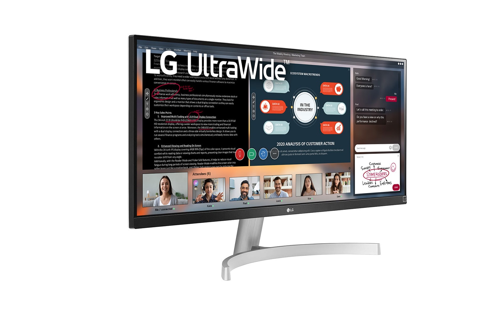 LG 29 (73.66cm) UltraWide™ Full HD HDR IPS Monitor. Now see wider and do more, seamlessly while you work from home. Expand the way you work with the LG UltraWide Monitor., 29WN600-W