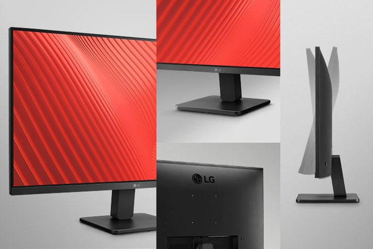 This display has a slim bezel on three sides, and the monitor offering tilt adjustment.