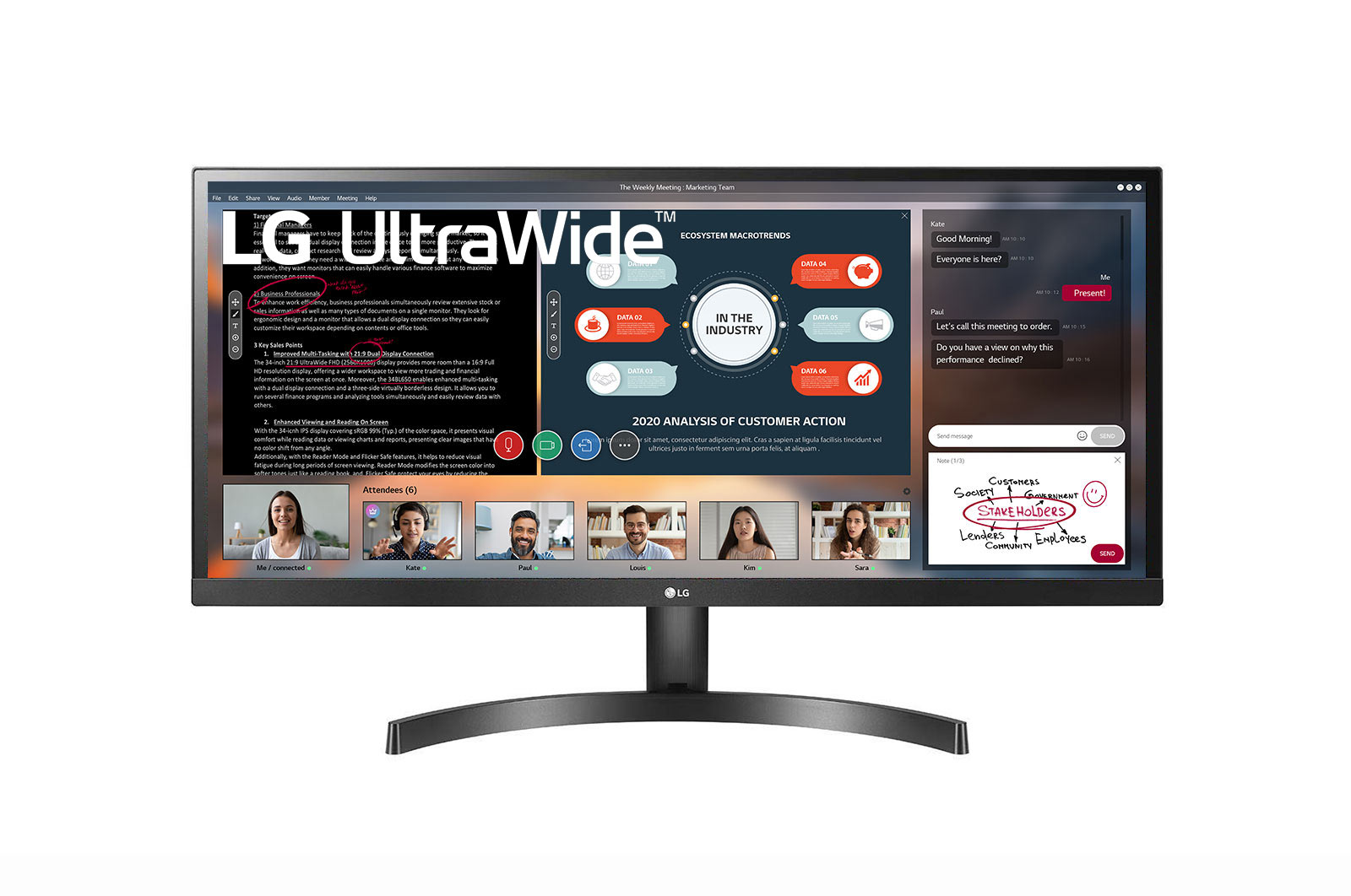 LG 29WL500-B UltraWide front view