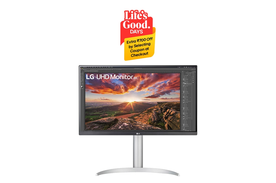 LG  LG 27 (68.58 cm) UHD 4K IPS Monitor With VESA DisplayHDR™ 400 and USB C, 27UP850N-W
