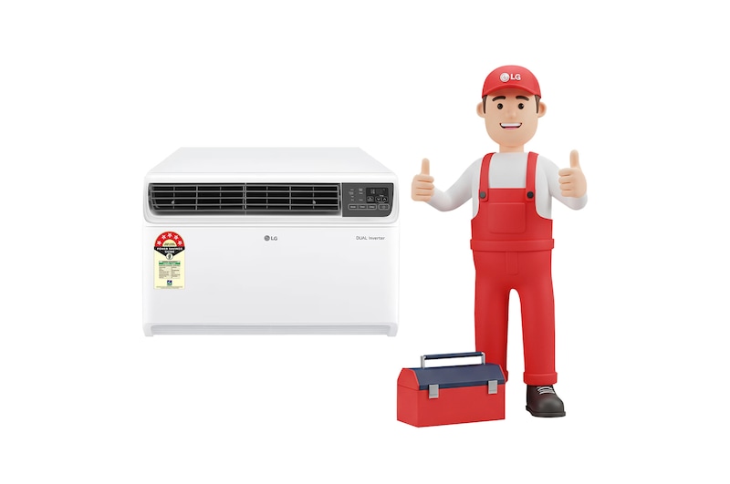 Front view of Window Air Conditioner 1 time cleaning service ILEAC12C260300007
