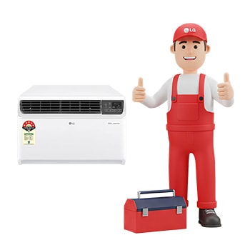 Front view of Window Air Conditioner 1 time cleaning service ILEAC12C260300007