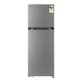 Front view of LG 251L Double Door Refrigerator, Convertible, Auto Smart Connect, Smart Inverter Compressor, Multi Air Flow, Dazzle Steel, 2 Star GLT2526XWDS