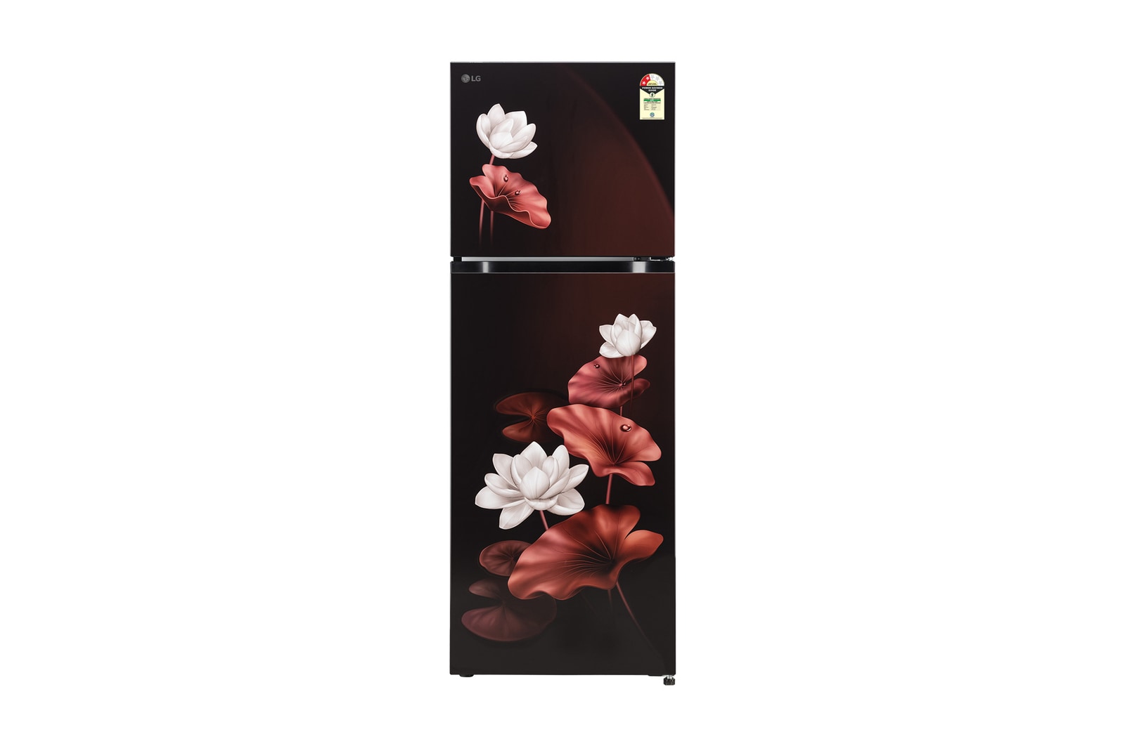 Front view of LG 251L Double Door Refrigerator, Convertible, Auto Smart Connect, Smart Inverter Compressor, Multi Air Flow, Scarlet Lotus, 2 Star GLT2526XWSL