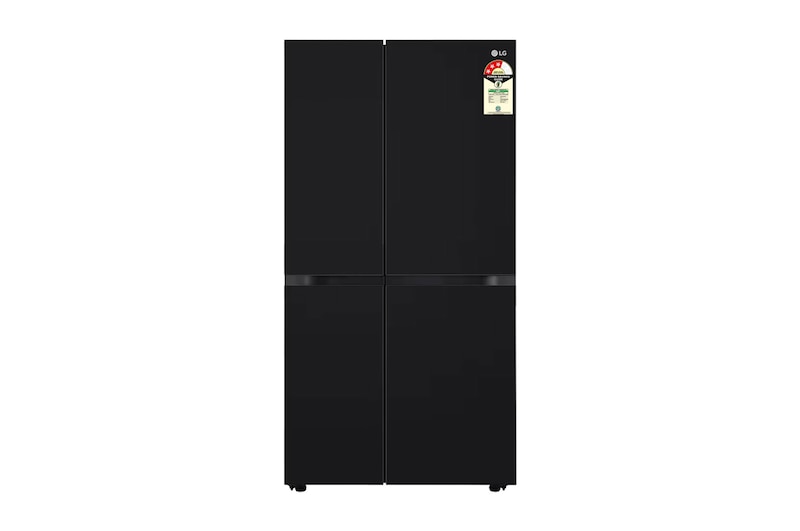Front view of LG 650L Side by Side Refrigerator, Wi-Fi Convertible, DoorCooling+™, Black Mirror Finish, 3 Star GL-B257DBM3