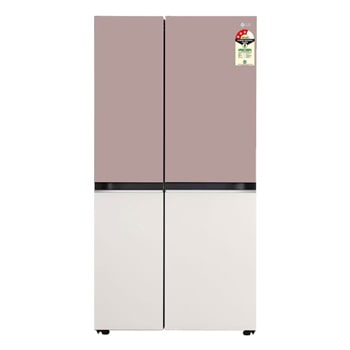 Front view of LG 650L Side-By-Side Refrigerator, Objet Collection, Wi-Fi Convertible, DoorCooling+™, Clay Pink Tango, 3 Star GL-B257EPT3