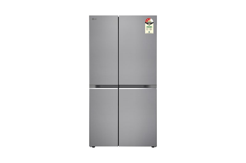 Front view of LG 650L Side-by-Side Refrigerator, Convertible, Door Cooling+™, Shiny Steel Finish, 3 Star GL-B257HPZ3