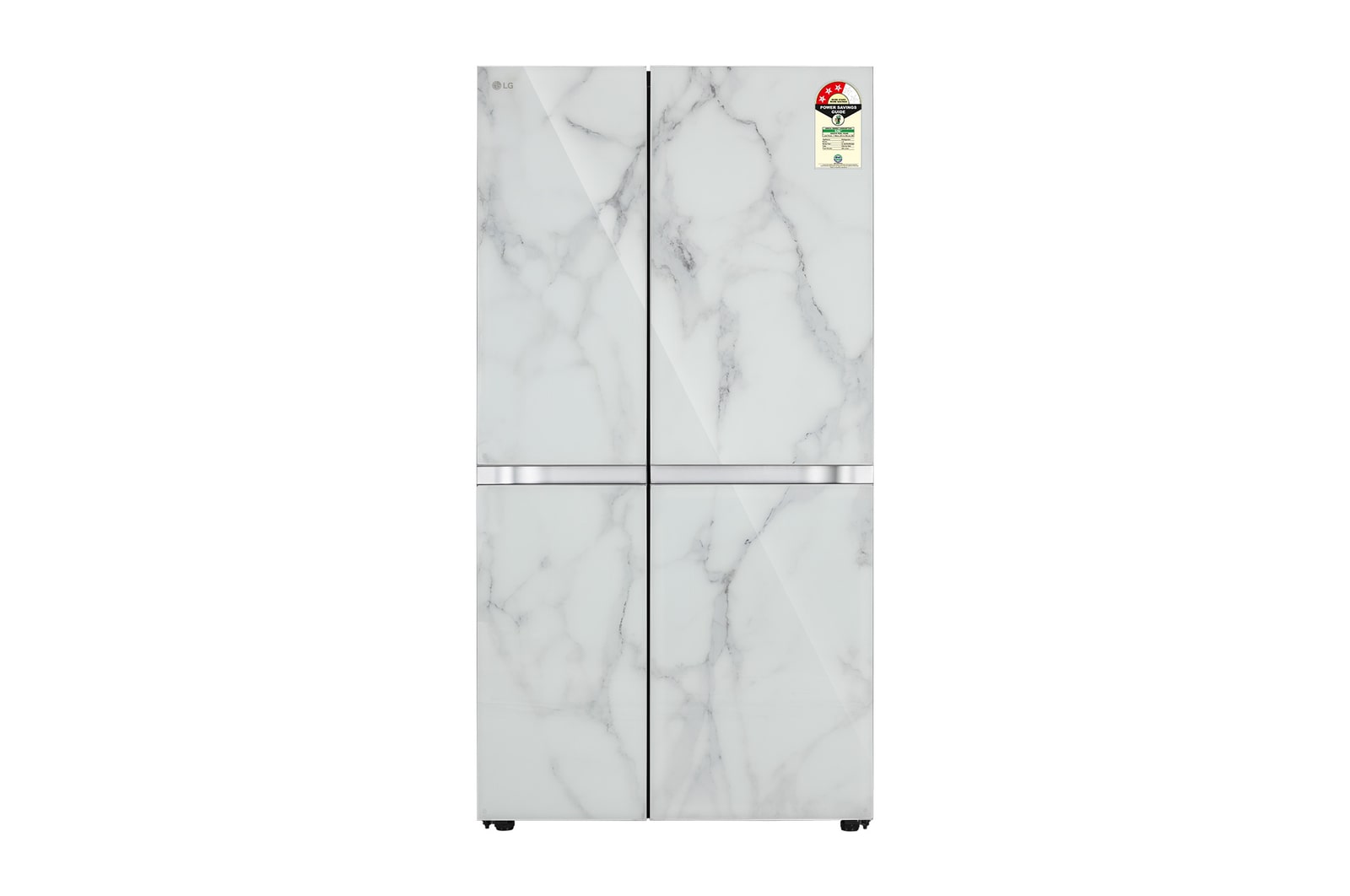 Front view of LG 650L Side-by-Side Refrigerator, Convertible, Multi-Air Flow, Smart Diagnosis™, Ultra Glam White, 3 Star GL-B257DUW3