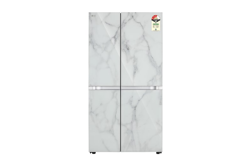 Front view of LG 650L Side-by-Side Refrigerator, Convertible, Multi-Air Flow, Smart Diagnosis™, Ultra Glam White, 3 Star GL-B257DUW3