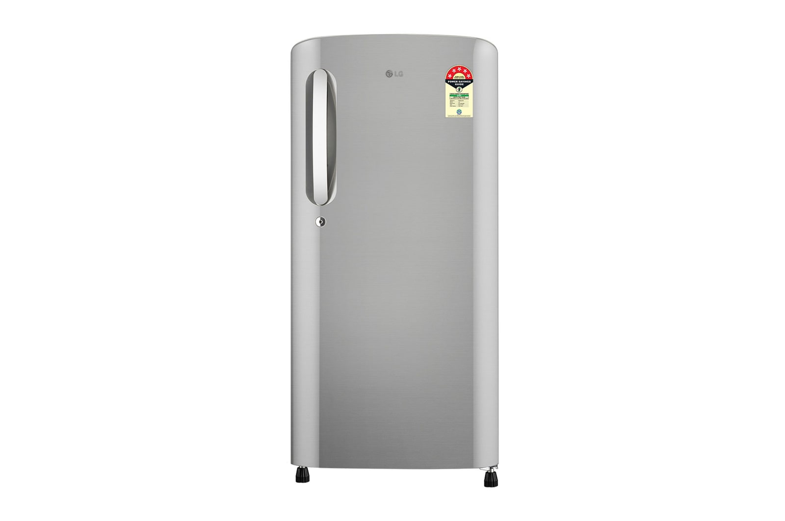 Front view of 185 L Single Door Refrigerator, Smart Inverter Compressor, Smart Connect, Anti Bacterial Gasket, Shiny Steel, 5 Star GLD1956YAPZ