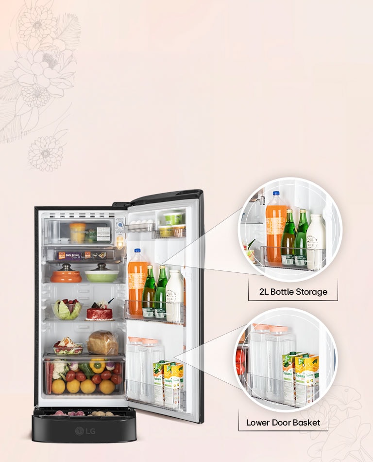 Lower Door Basket and 2L Bottle Storage