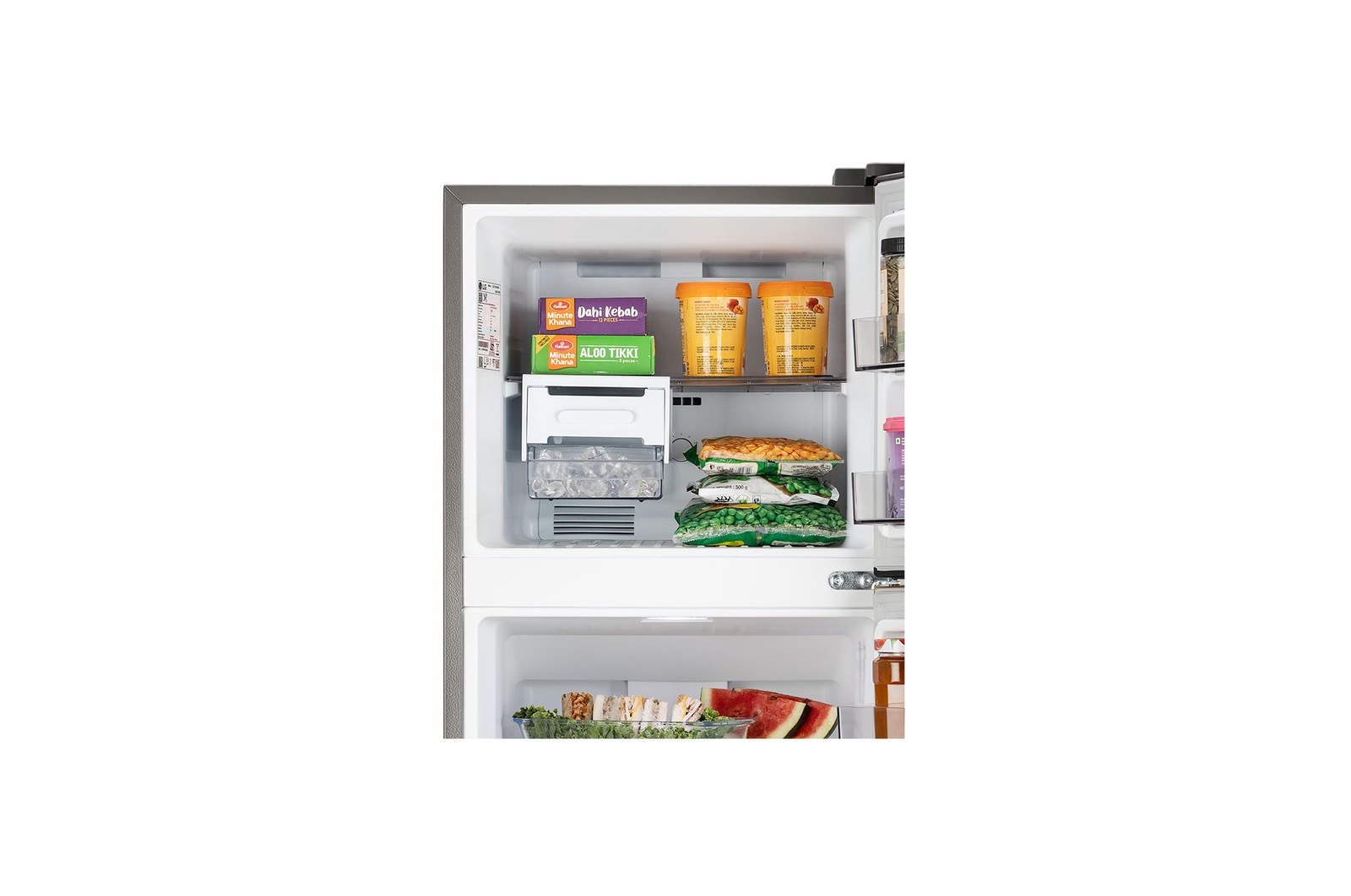 Front view and side view of LG QNED82 AI 4K Smart TV showing its length, width, height, and depth dimensions.