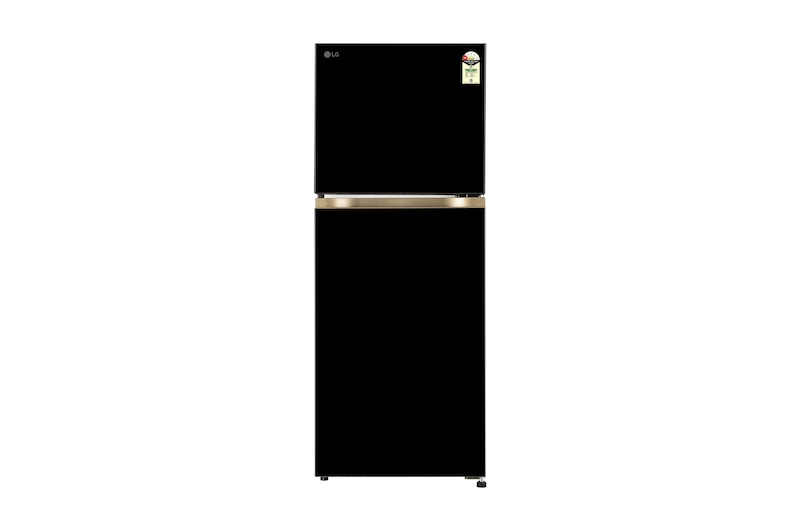Front view of LG 225L Double Door Refrigerator with Smart Mode, Auto Smart Connect, Smart Inverter Compressor, Multi Air Flow, Onyx Black, 1 Star GLT2216WYOB