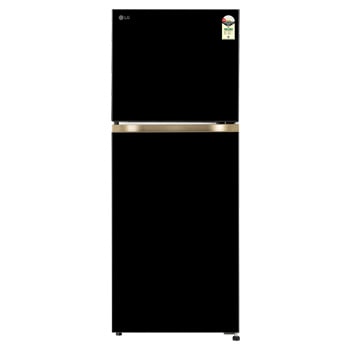 Front view of LG 225L Double Door Refrigerator with Smart Mode, Auto Smart Connect, Smart Inverter Compressor, Multi Air Flow, Onyx Black, 1 Star GLT2216WYOB