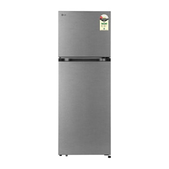 Front view of LG 251L Double Door Refrigerator with Smart Mode, Auto Smart Connect, Smart Inverter Compressor, Multi Air Flow, Dazzle Steel, 1 Star GLT2516WXDS