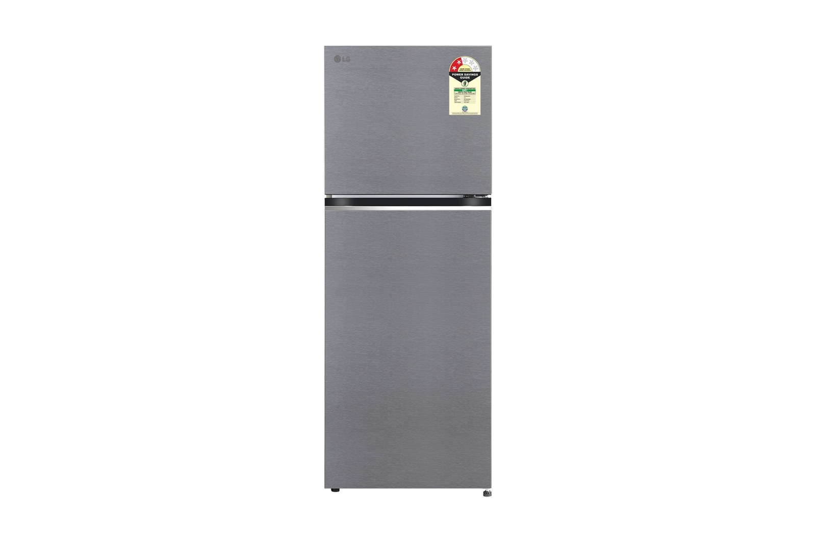Front view of LG 322 L Double Door Refrigerator, Smart Inverter Compressor, Smart Diagnosis, Auto Smart Connect, Dazzle Steel, 2 Star GLT3226SNDS