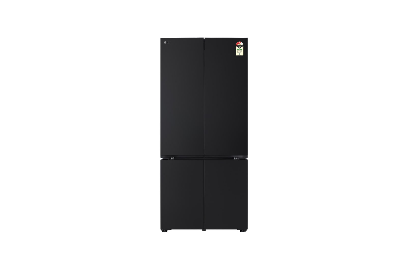 Front view of LG 610L French Door Refrigerator, Fresh Converter+, Wi-Fi Convertible, DoorCooling+ Black Glass Finish, 3 Star GV-B25FFGMB
