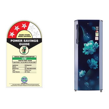 LG 261L Single Door Refrigerator, Smart Inverter Compressor, Smart Connect, Blue Charm Finish, 3 Star, GL-B281BBCX