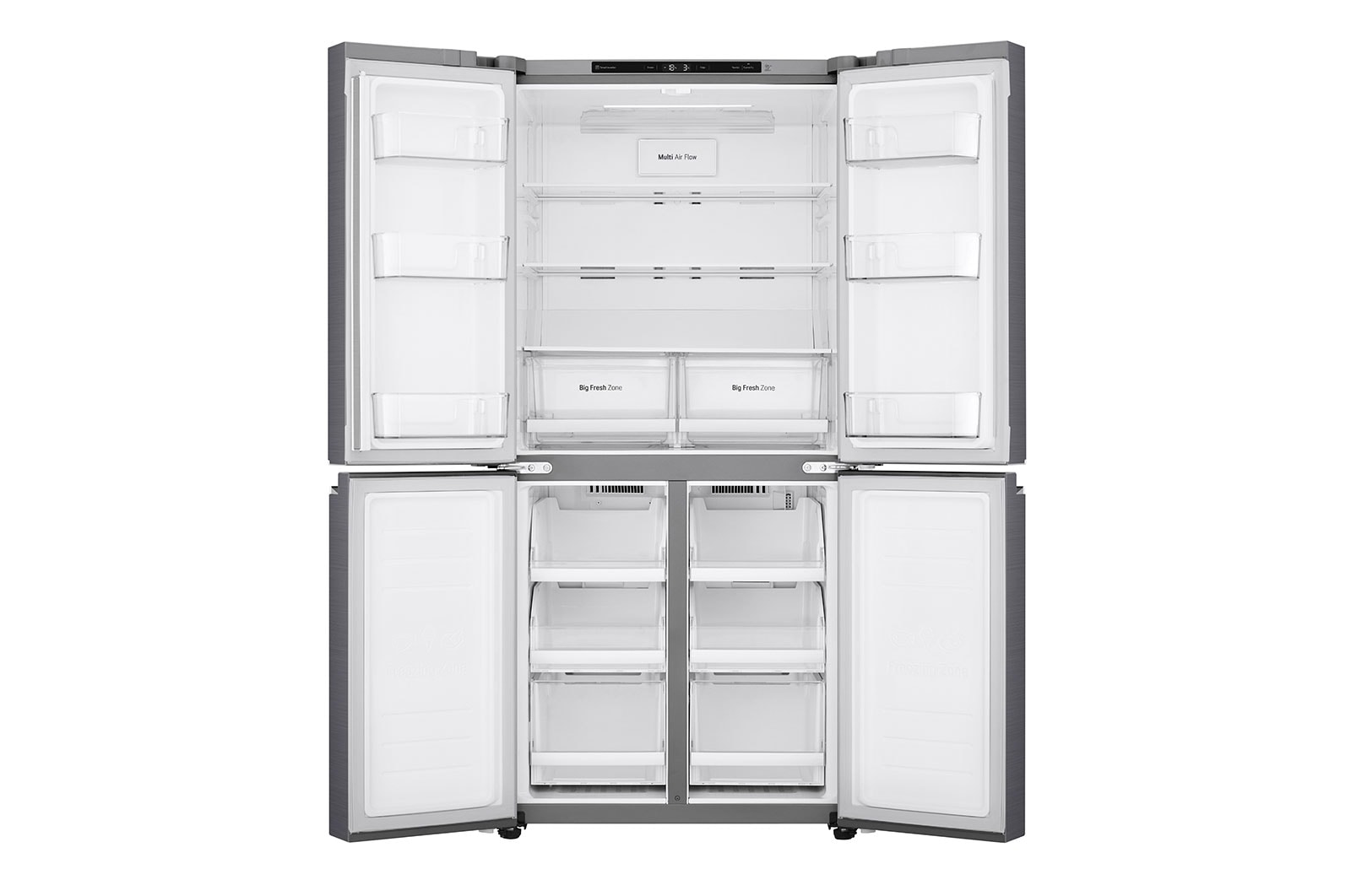 LG 530L, French Door Refrigerator with Smart Inverter Compressor, Multi Air Flow, Linear Cooling, Smart Diagnosis™ with Shiny Steel Finish, GC-B22FTLVB