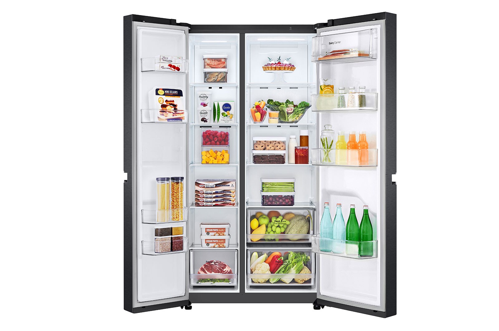 LG 688L, Side-by-Side Refrigerator with Smart Inverter Compressor, Multi Air Flow, Multi Digital Sensors, Express Freezing, Smart Diagnosis™, GC-B257KQBV