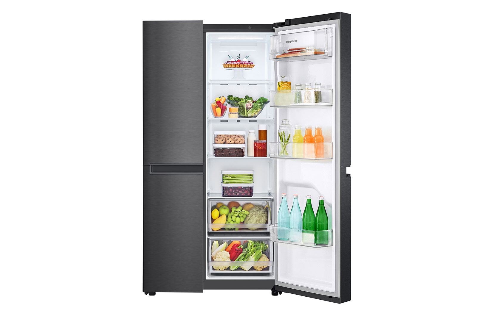 LG 688L, Side-by-Side Refrigerator with Smart Inverter Compressor, Multi Air Flow, Multi Digital Sensors, Express Freezing, Smart Diagnosis™, GC-B257KQBV