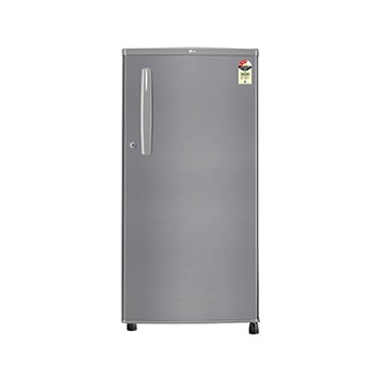 Front view of LG 185L, 3 Star, Shiny Steel Finish, Direct Cool Single Door Refrigerator GL-B199OPZD