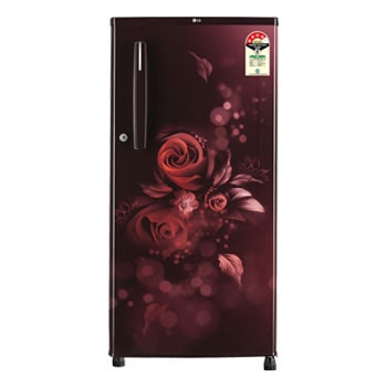 Front view of LG 185L 4Star Single Door Refrigerator with Smart Inverter Compressor in Scarlet Euphoria Finish GL-B199OSEY