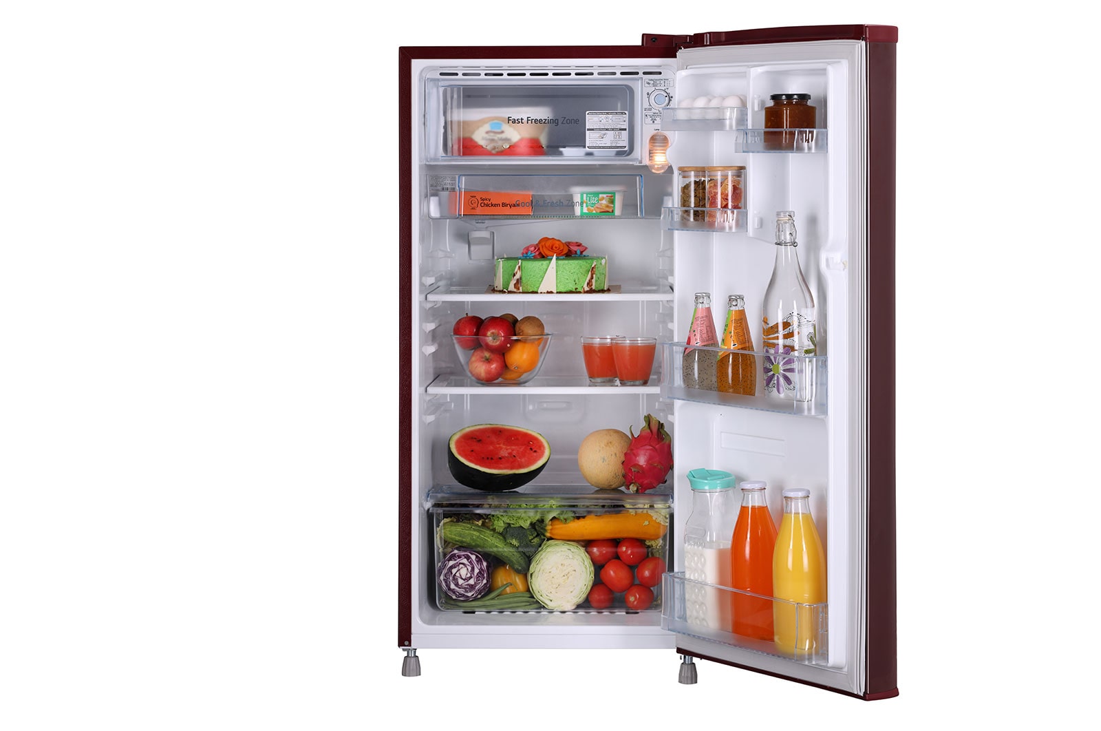 LG 185L, 1 Star, Scarlet Jasmine Finish, Direct Cool Single Door Refrigerator, GL-B199OSJB