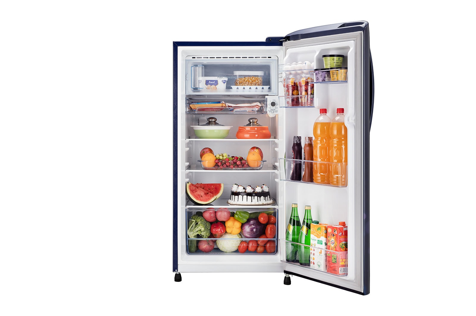 LG 201L, 3 Star, Blue Euphoria Finish, Direct Cool Single Door Refrigerator, GL-B211HBED