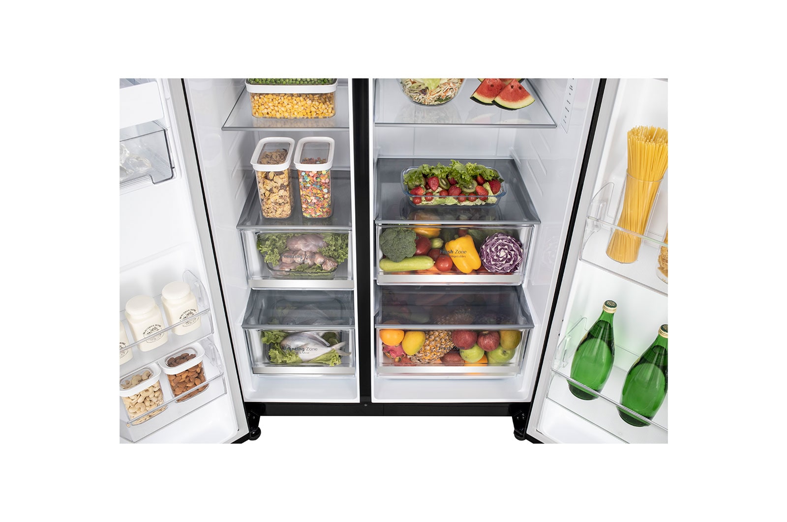 LG 650L Side by Side Refrigerator, Wi-Fi Convertible, DoorCooling+™, Black Mirror Finish, 3 Star, GL-B257DBM3