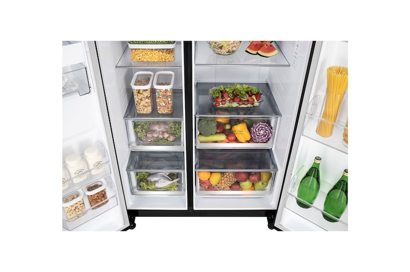 LG 650L Side by Side Refrigerator, Wi-Fi Convertible, DoorCooling+™, Black Mirror Finish, 3 Star, GL-B257DBM3