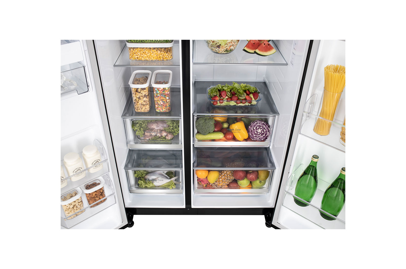 LG 650L Side by Side Refrigerator, Wi-Fi Convertible, DoorCooling+™, Black Mirror Finish, 3 Star, GL-B257DBM3