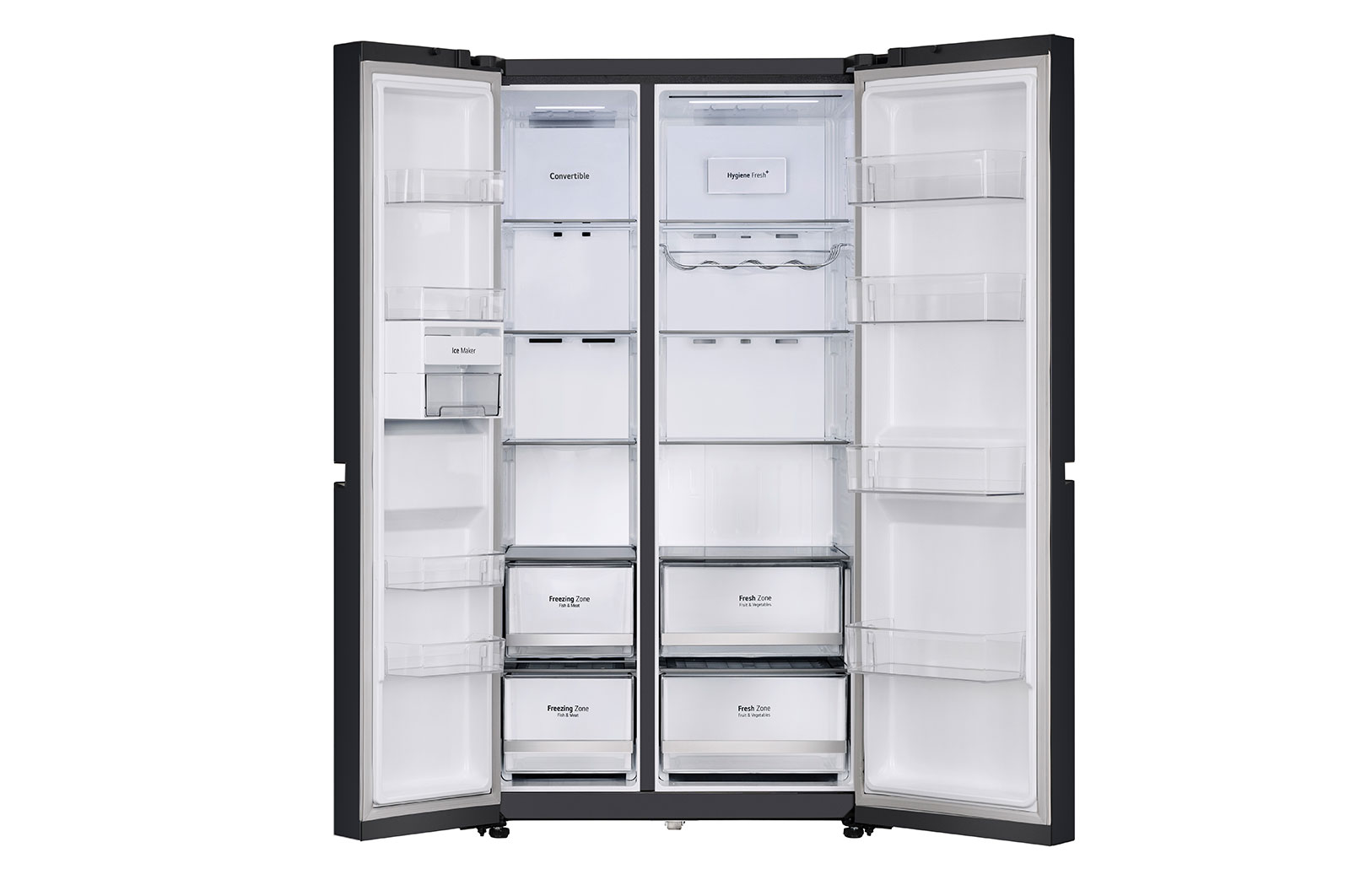 LG 650L Side by Side Refrigerator, Wi-Fi Convertible, DoorCooling+™, Black Mirror Finish, 3 Star, GL-B257DBM3