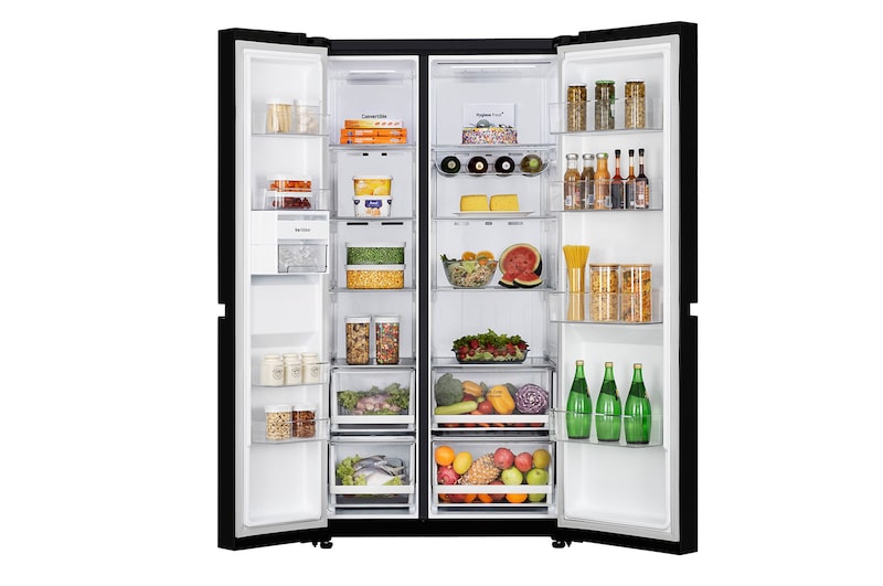 LG 650L Side by Side Refrigerator, Wi-Fi Convertible, DoorCooling+™, Premium Glass Door, Linen Brown Finish, 3 Star, GL-B257DLN3