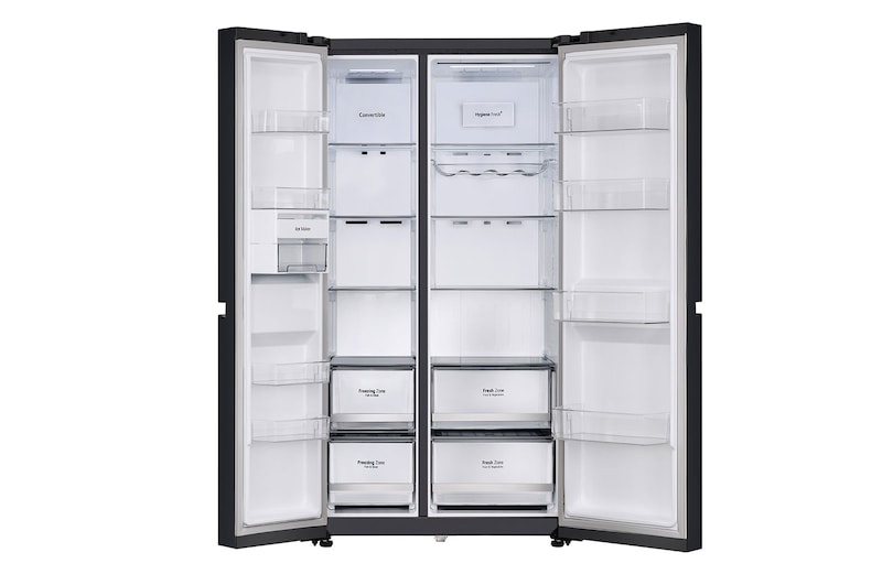 LG 650L Side by Side Refrigerator, Wi-Fi Convertible, DoorCooling+™, Premium Glass Door, Linen Brown Finish, 3 Star, GL-B257DLN3