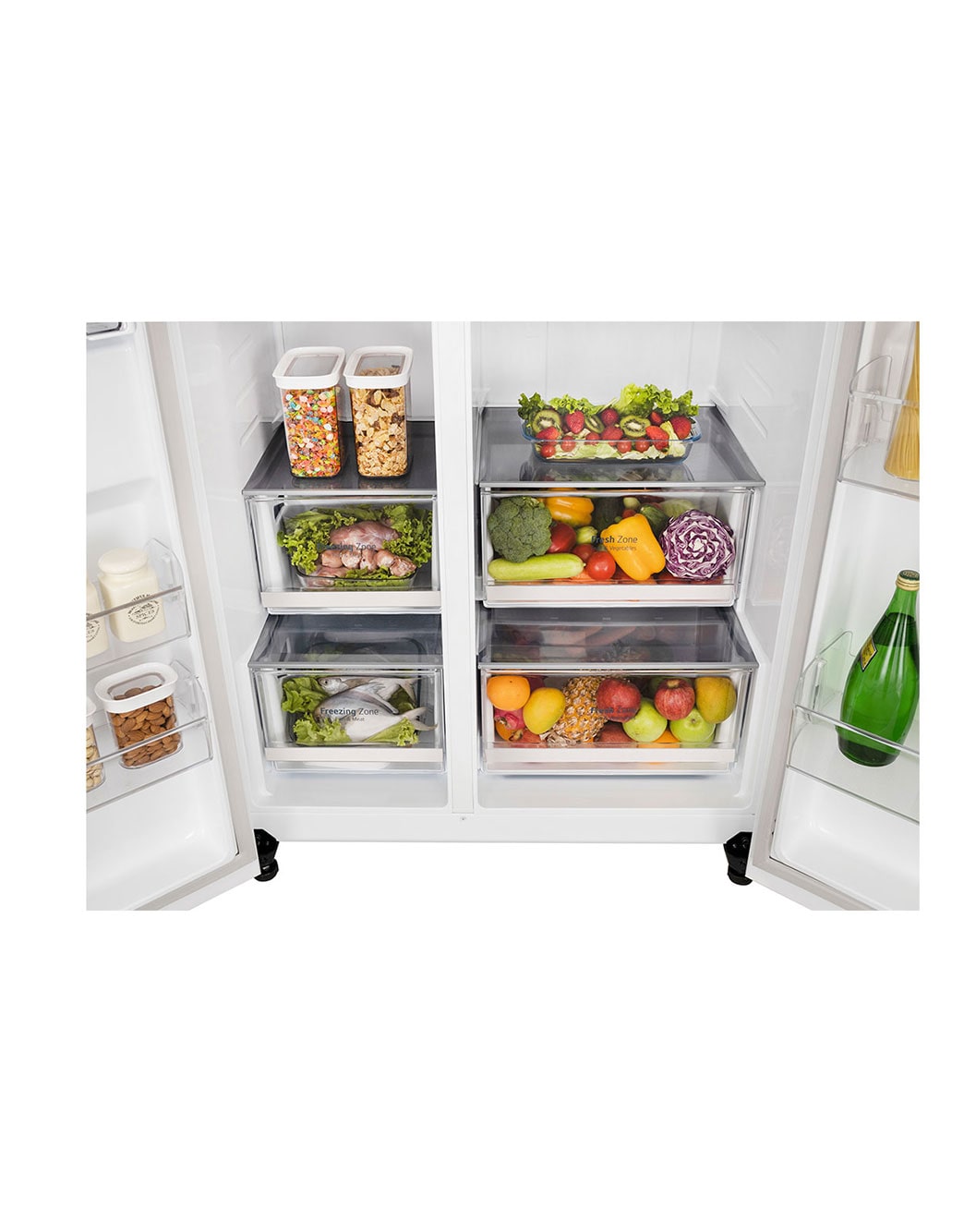 650L, Convertible Side by Side Refrigerator with Premium Glass Door ...
